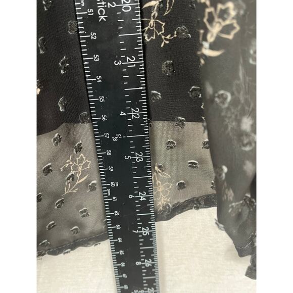 Lauren Conrad dark floral sheer overlaid top size L, EUC - Picture 9 of 13
